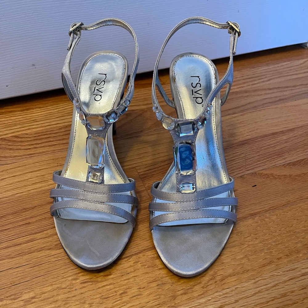 RSVP heels with straps and gems. Worn once. Size 8.5